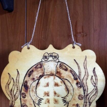 turtle plaque wood burned art