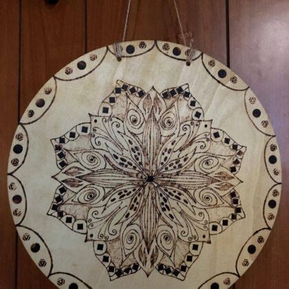 mandala circle wall decor wood burned art