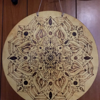 mandala circle wall decor wood burned art