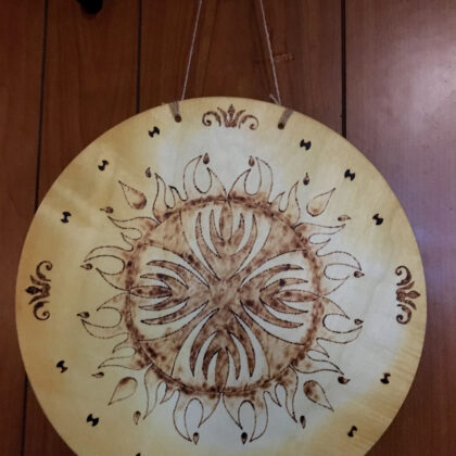 sun circle wall decor wood burned art