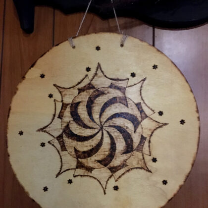 mandala circle wall decor wood burned art