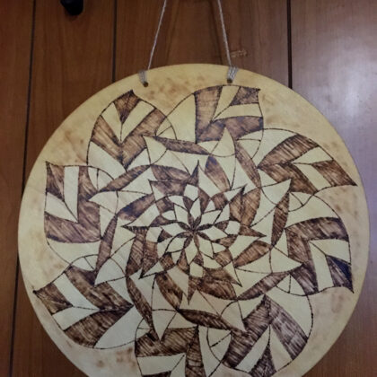 mandala circle wall decor wood burned art