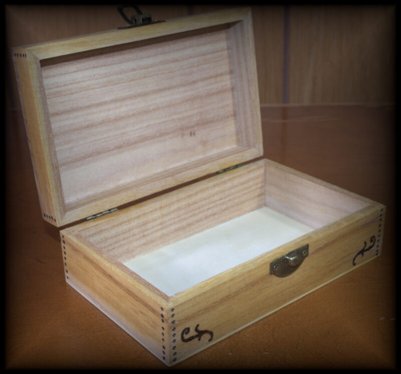 four leaf clover small box wood burned art