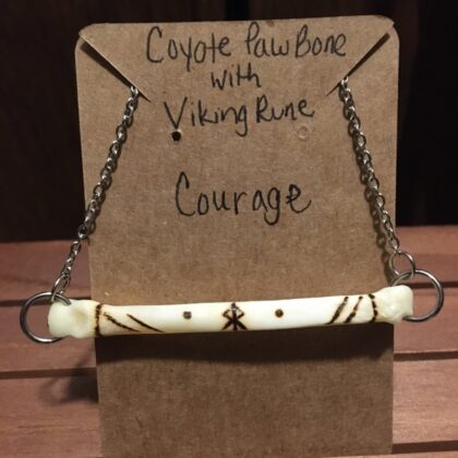 coyote paw bone necklace viking rune courage