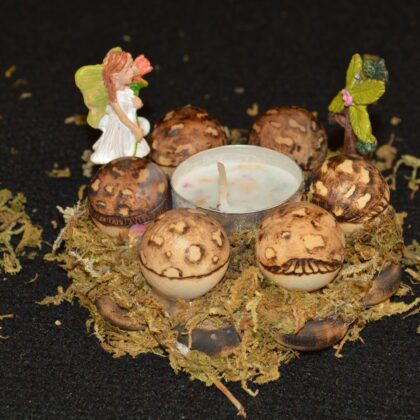 fairy mushrooms circle tealight holder moss