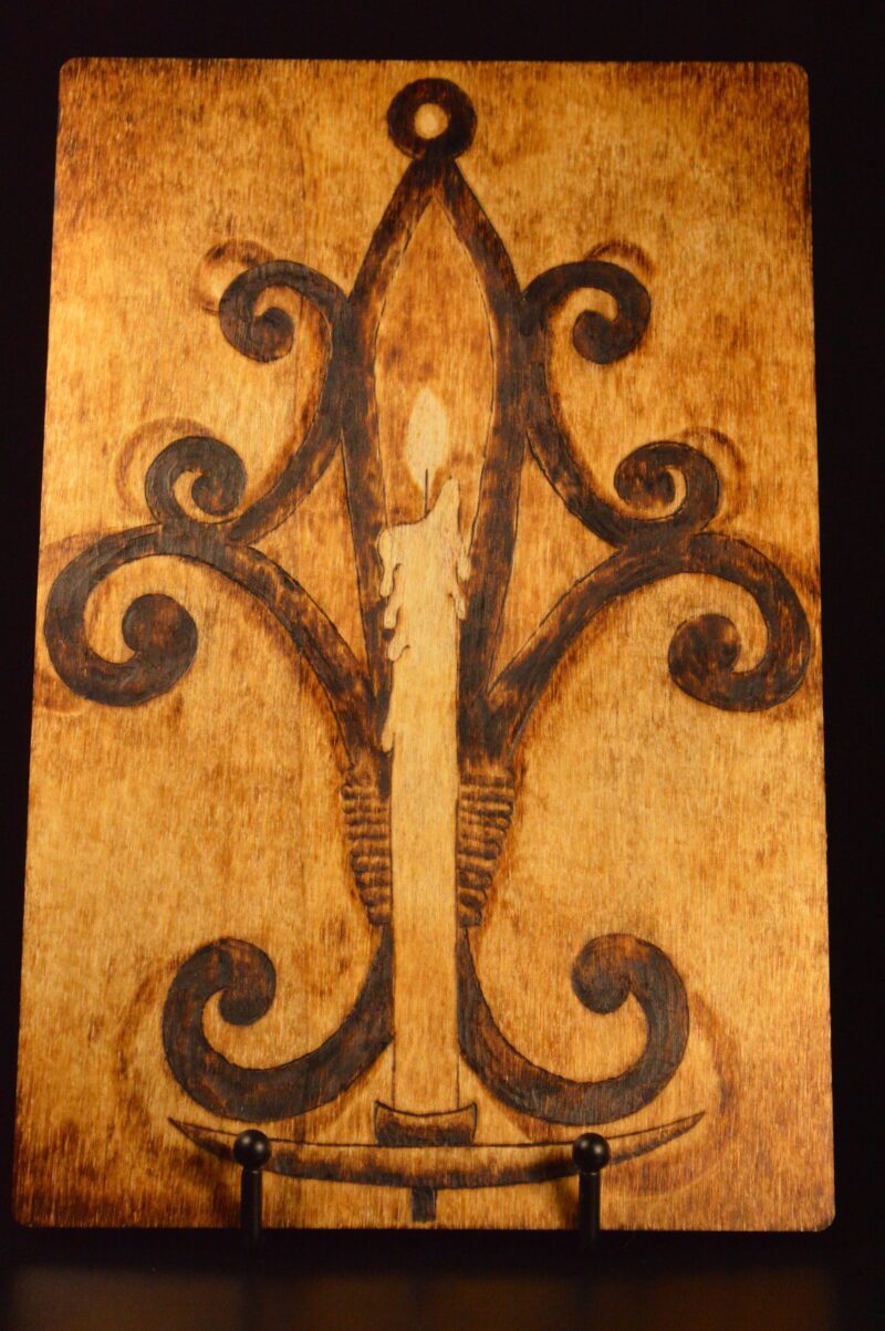 candle sconces glow candlelight set wall decor wood burning pyrography victorian