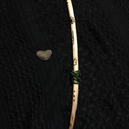 anahata sacred heart chakra wand 12 petaled lotus wood burned symbols